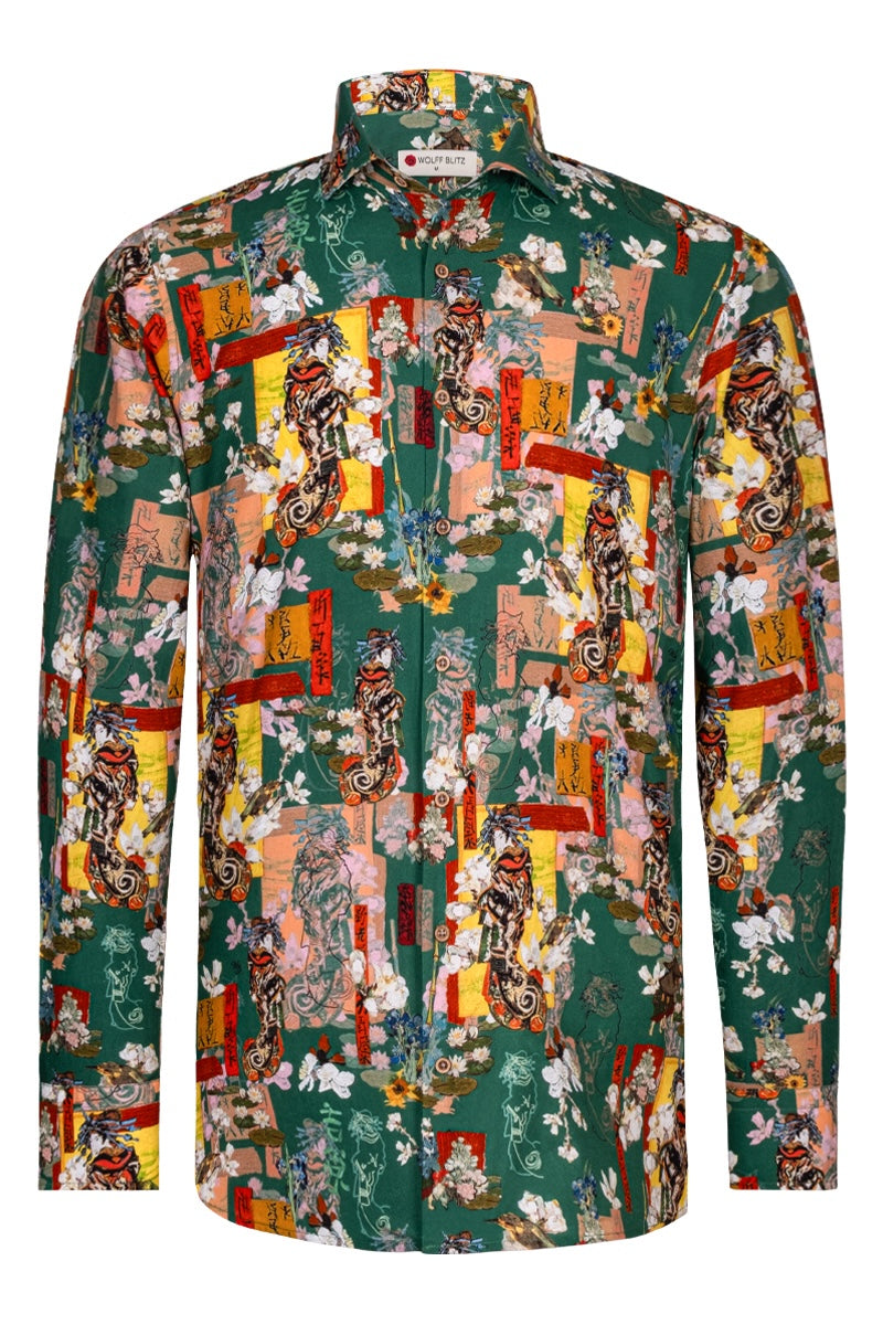 Courtesan Van Gogh inspired Long Sleeve Men's Shirt
