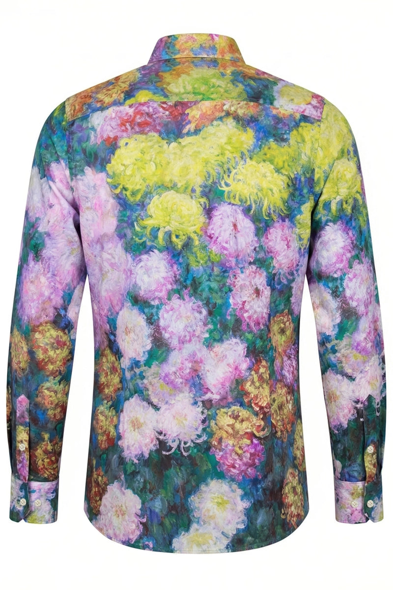 Chrysanthemums Monét Langarm Herrenhemd