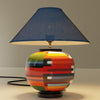 Pocelein Hand Painted Striped Lamp Blue