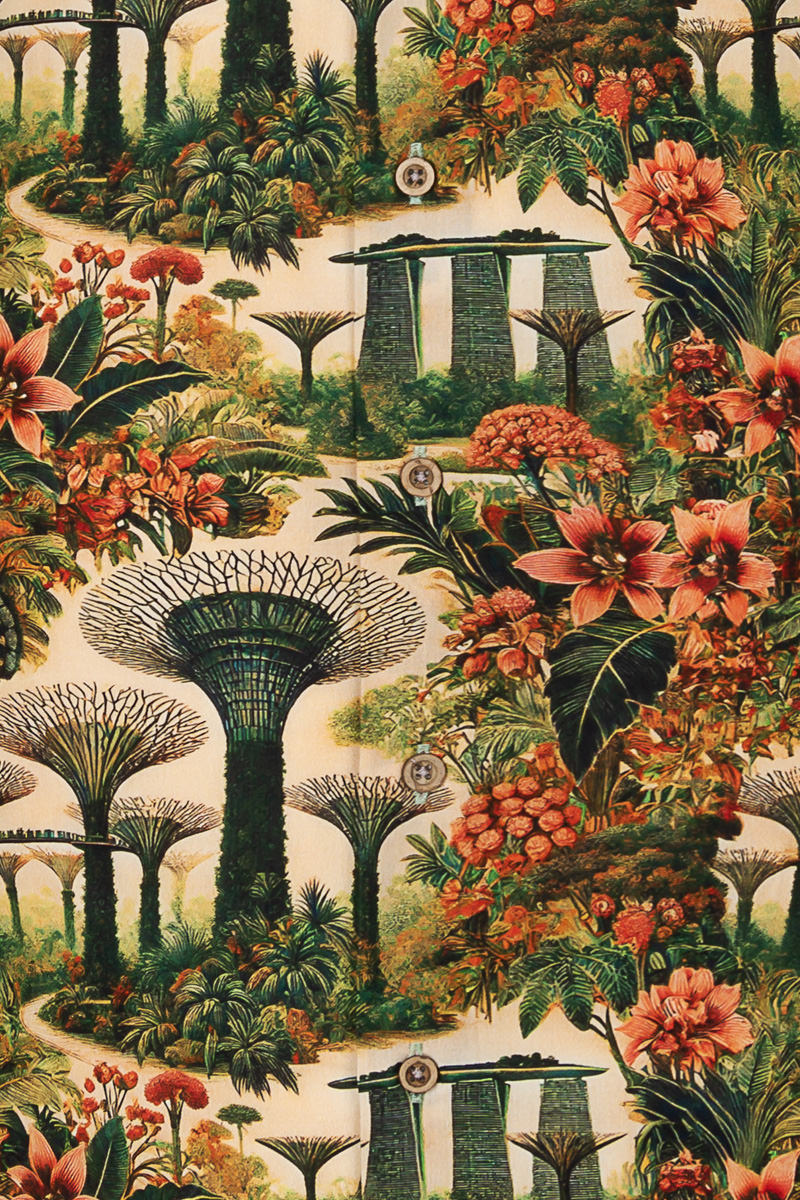 Gardens at the Bay Singapore Print Long Sleeve Shirt for Men