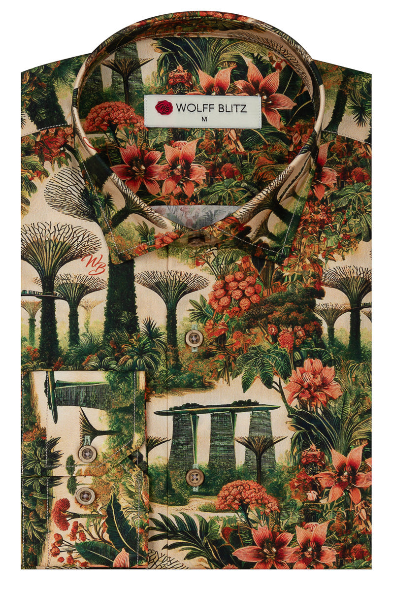 Gardens at the Bay Singapore Print Long Sleeve Shirt for Men