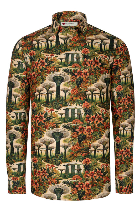 Gardens at the Bay Singapore Print Long Sleeve Shirt for Men