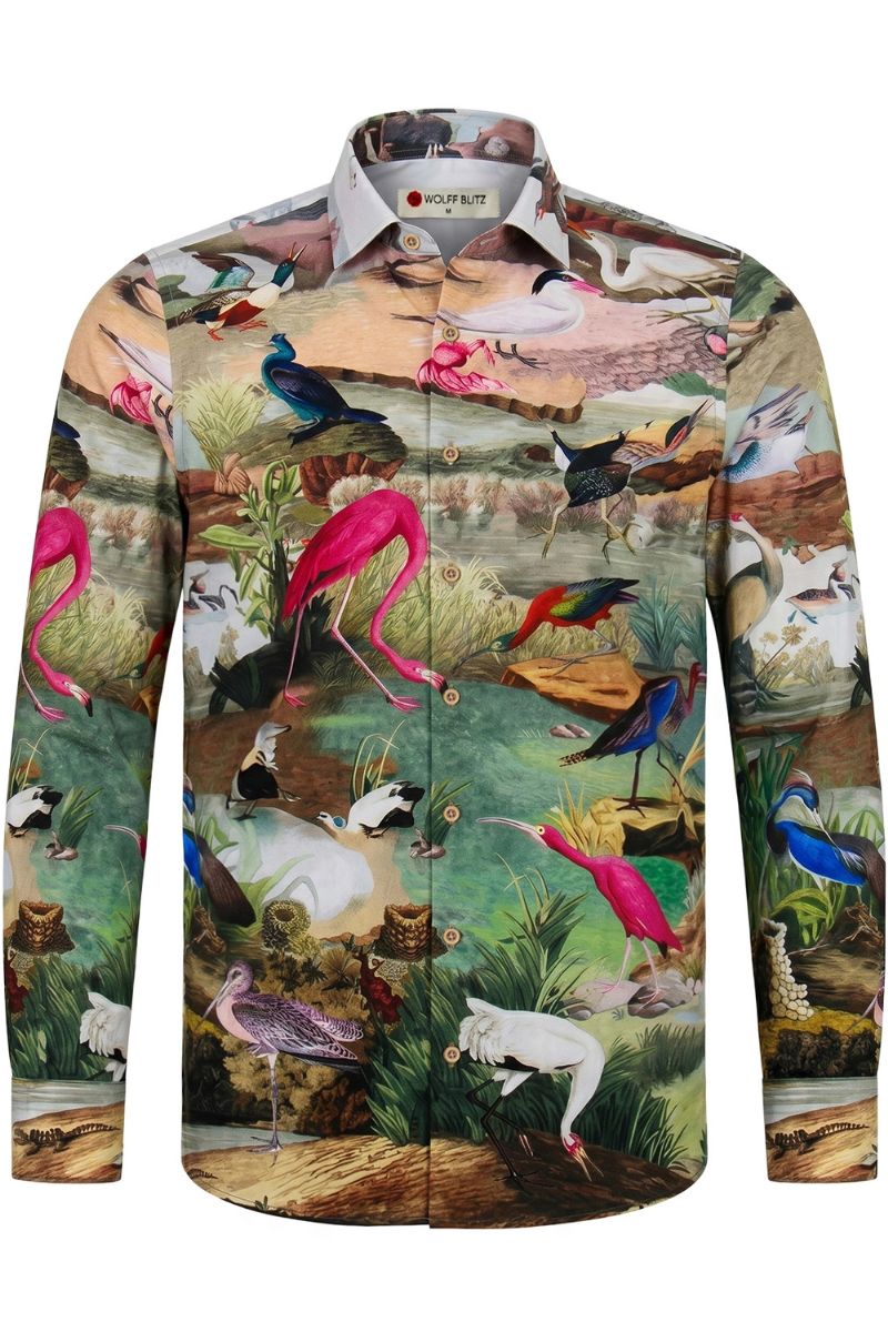 J.Audubon's Birds inspired Long Sleeve Men's Shirt