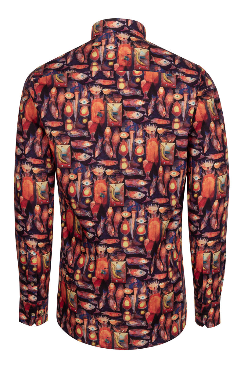 Magic Fish Paul Klee Print Shirt met lange mouwen voor heren