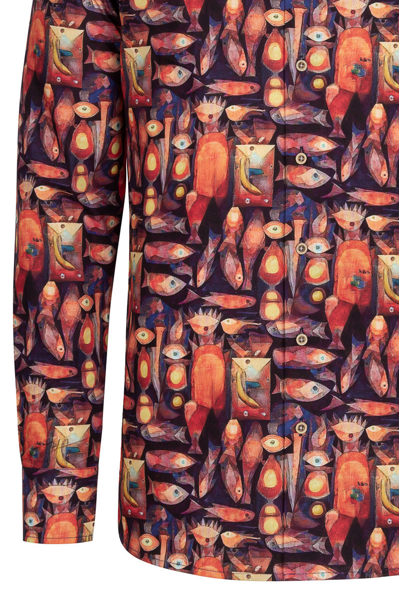 Magic Fish Paul Klee Print Shirt met lange mouwen voor heren
