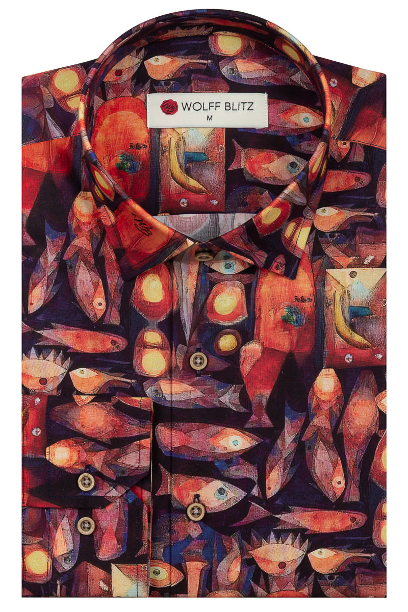 Magic Fish Paul Klee Print Shirt met lange mouwen voor heren