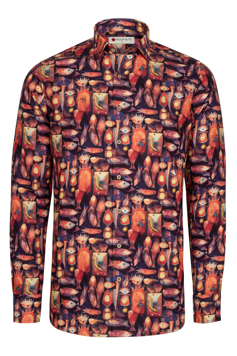 Magic Fish Paul Klee Print Shirt met lange mouwen voor heren