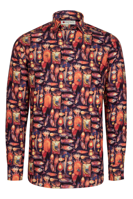 Magic Fish Paul Klee Print Shirt met lange mouwen voor heren