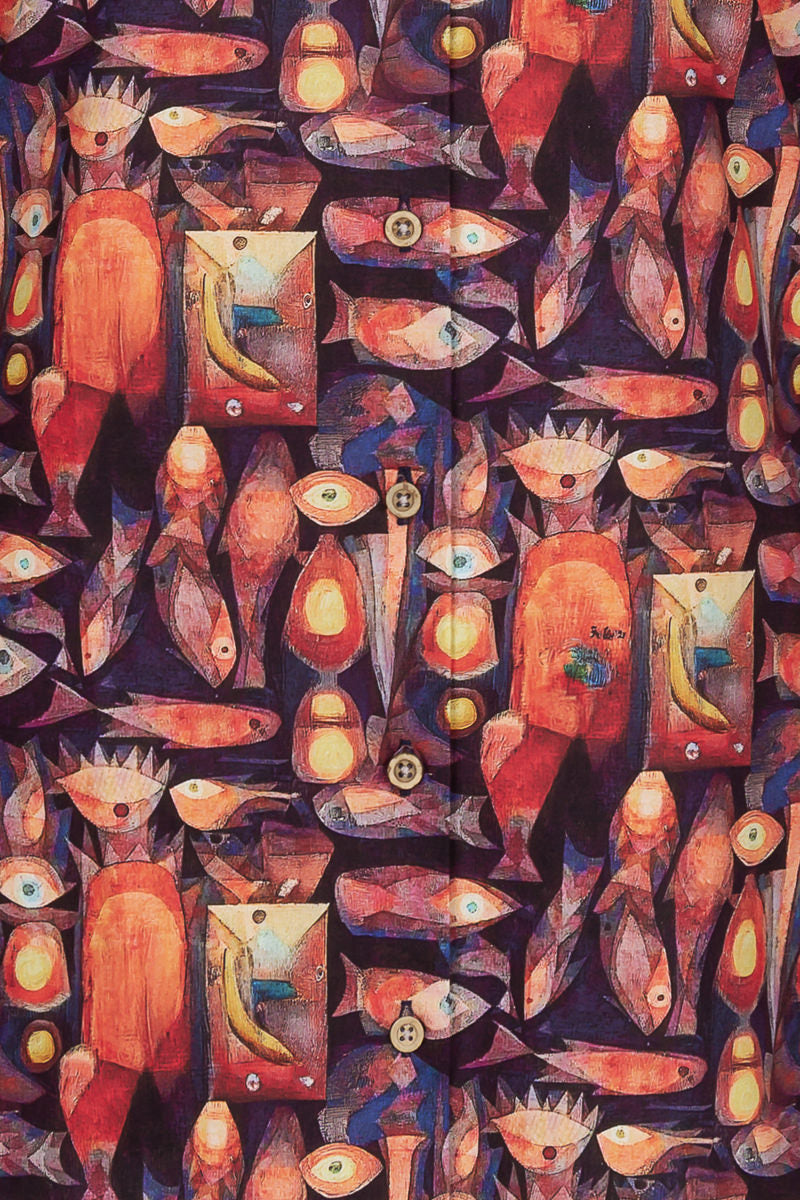 Magic Fish Paul Klee Print Long Sleeve Shirt for Women
