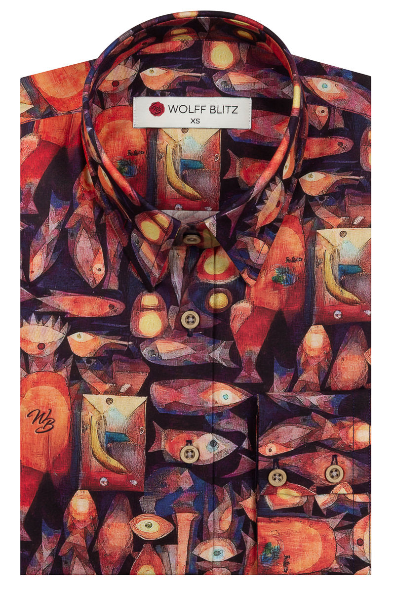 Magic Fish Paul Klee Print Long Sleeve Shirt for Women