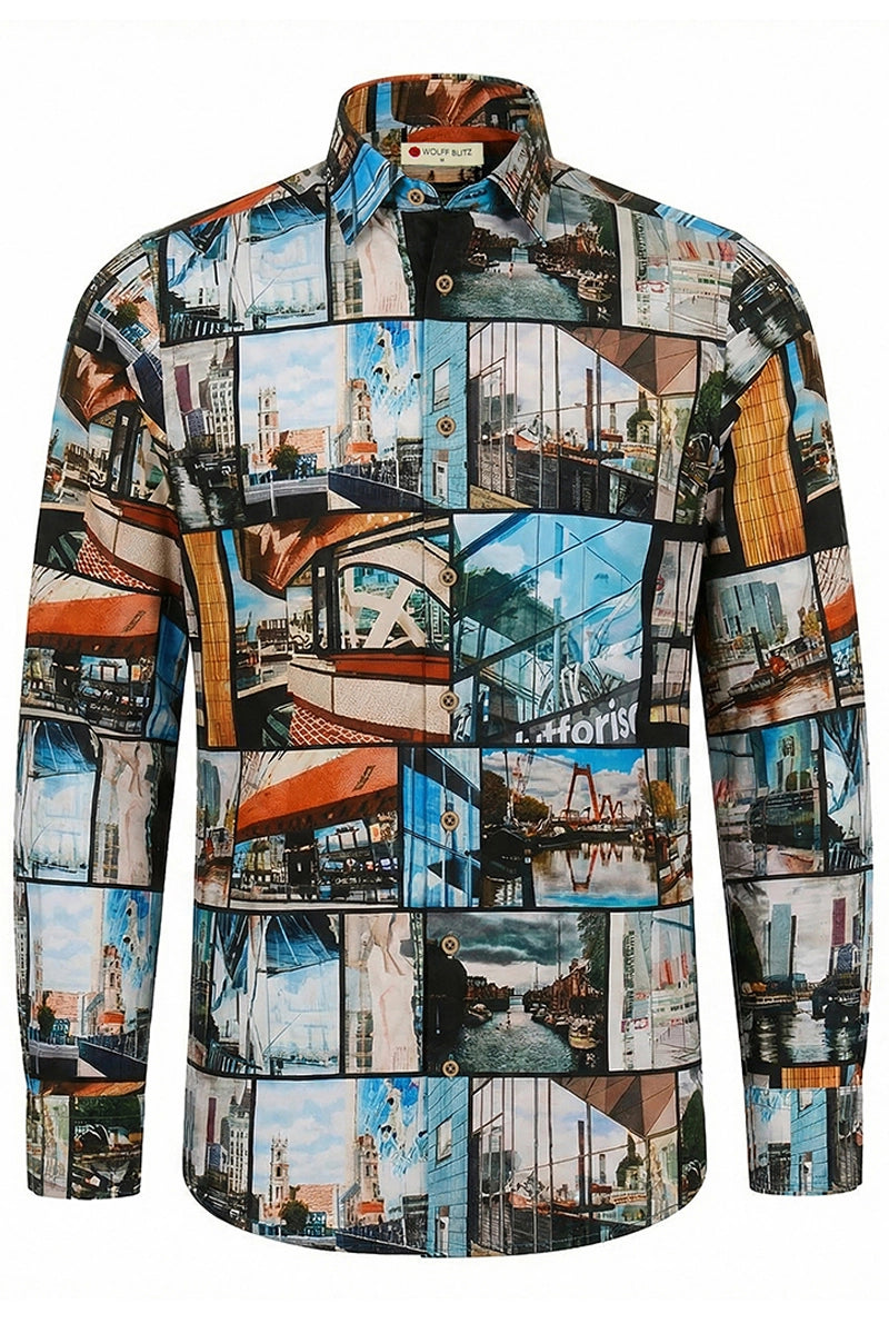 Rotterdam By M. Bechtold inspiriertes Langarm Herrenhemd