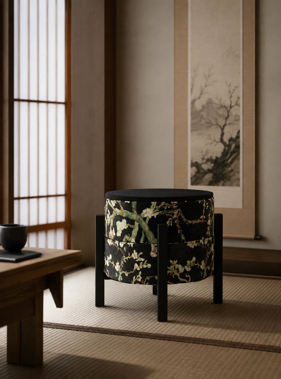 Night Blossoms Inspired Pouf Table