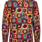 Squares with Circles Kandinsky Inspired Print Long Sleeve Shirt for Women