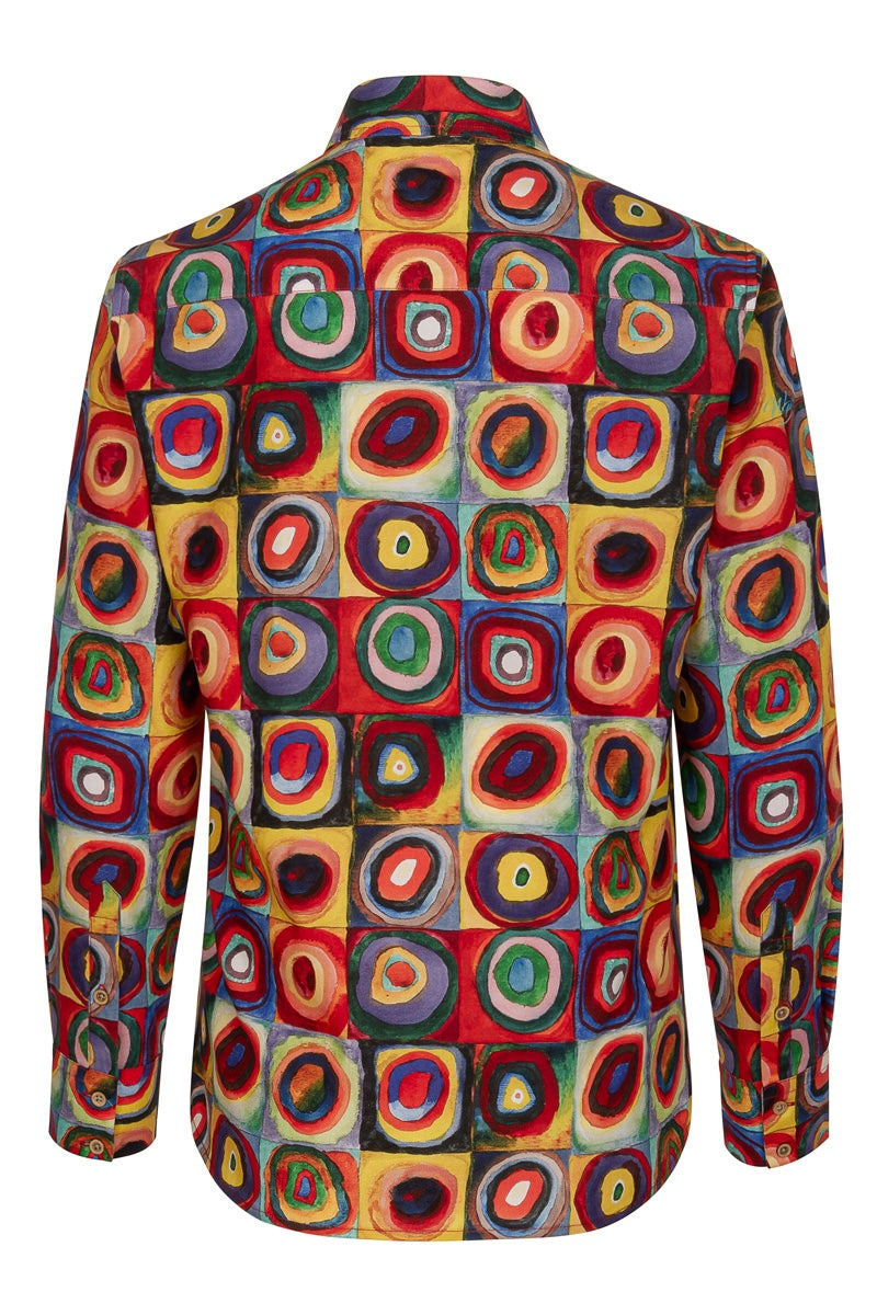 Squares with Circles Kandinsky Inspired Print Long Sleeve Shirt for Women