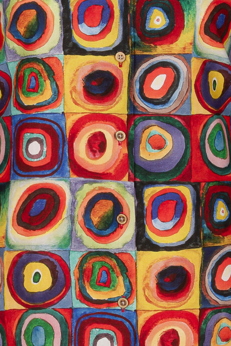 Squares with Circles Kandinsky Inspired Print Long Sleeve Shirt for Women