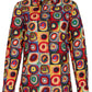 Squares with Circles Kandinsky Inspired Print Long Sleeve Shirt for Women
