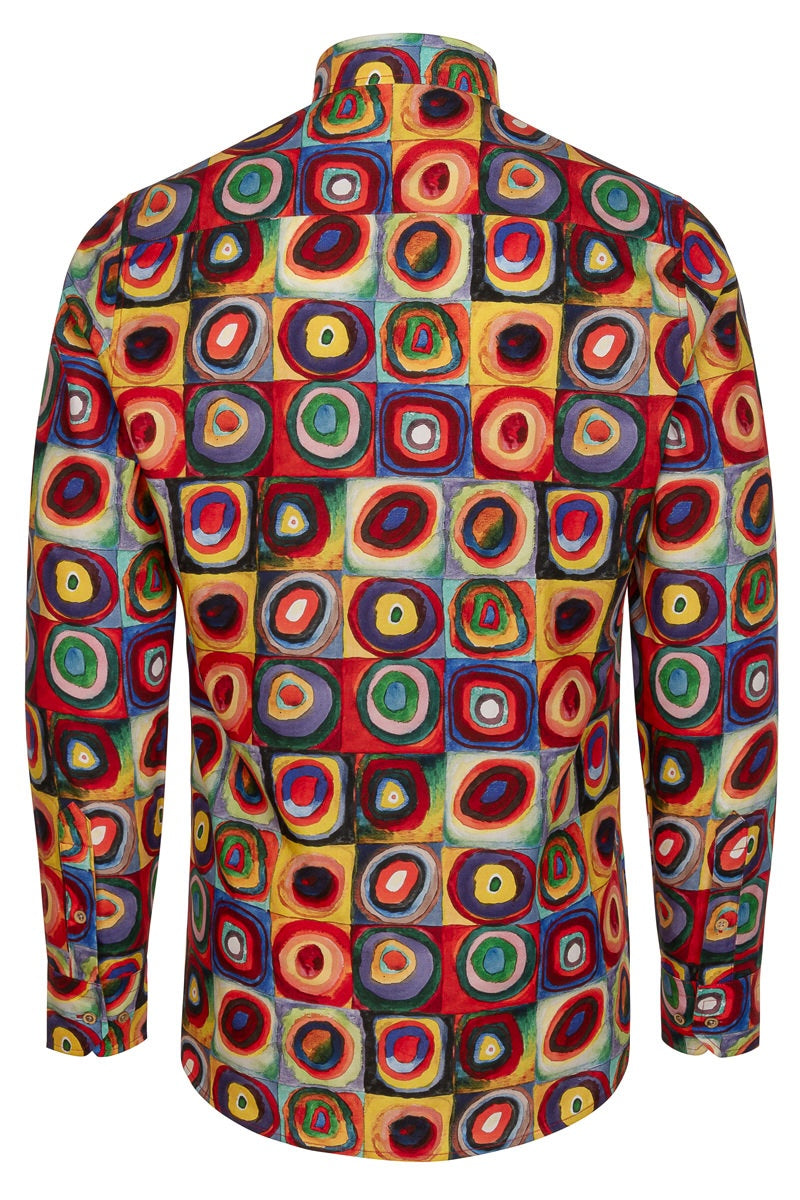 Squares with Circles Kandinsky Inspired Long Sleeve Men's Shirt