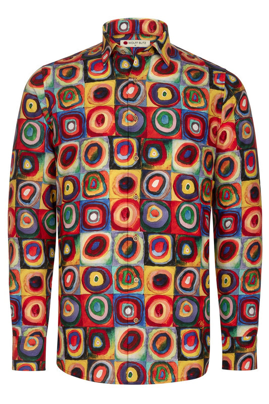 Squares with Circles Kandinsky Inspired Long Sleeve Men's Shirt