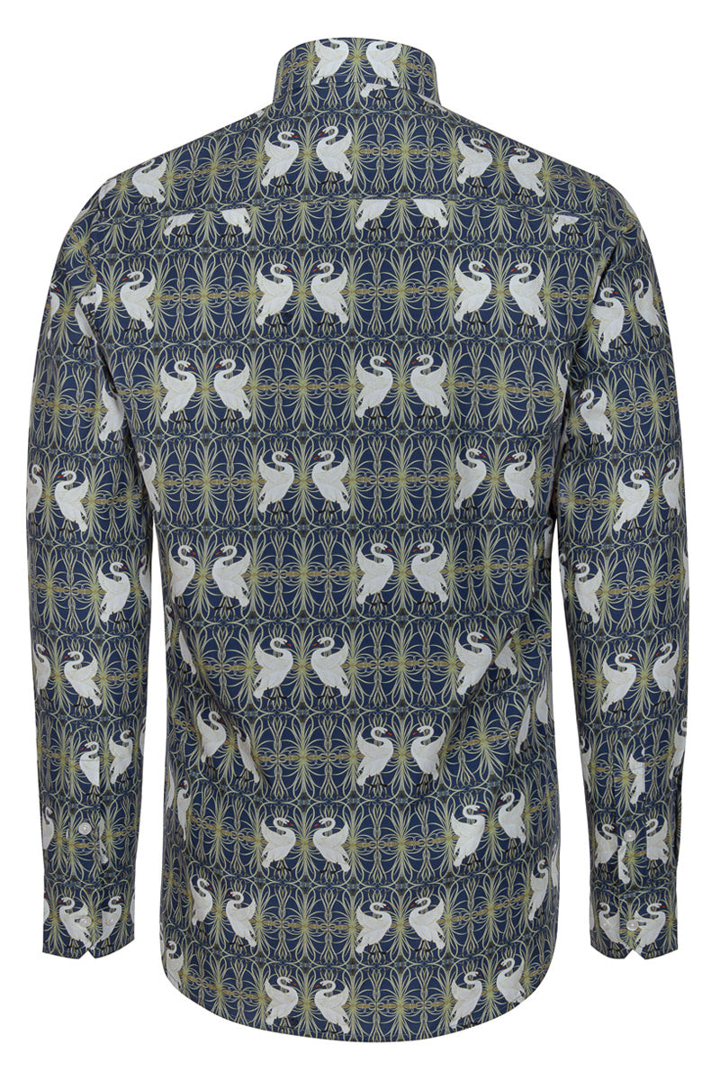Swan, Rush and Iris Walter Crane Print Long Sleeve Shirt for Men