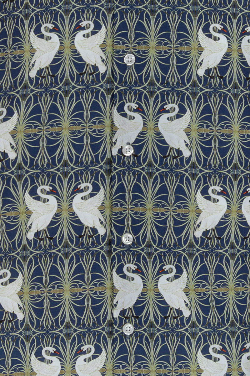 Swan, Rush and Iris Walter Crane Print Long Sleeve Shirt for Men