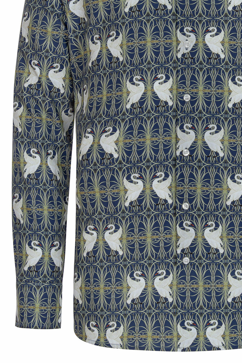 Swan, Rush and Iris Walter Crane Print Long Sleeve Shirt for Men