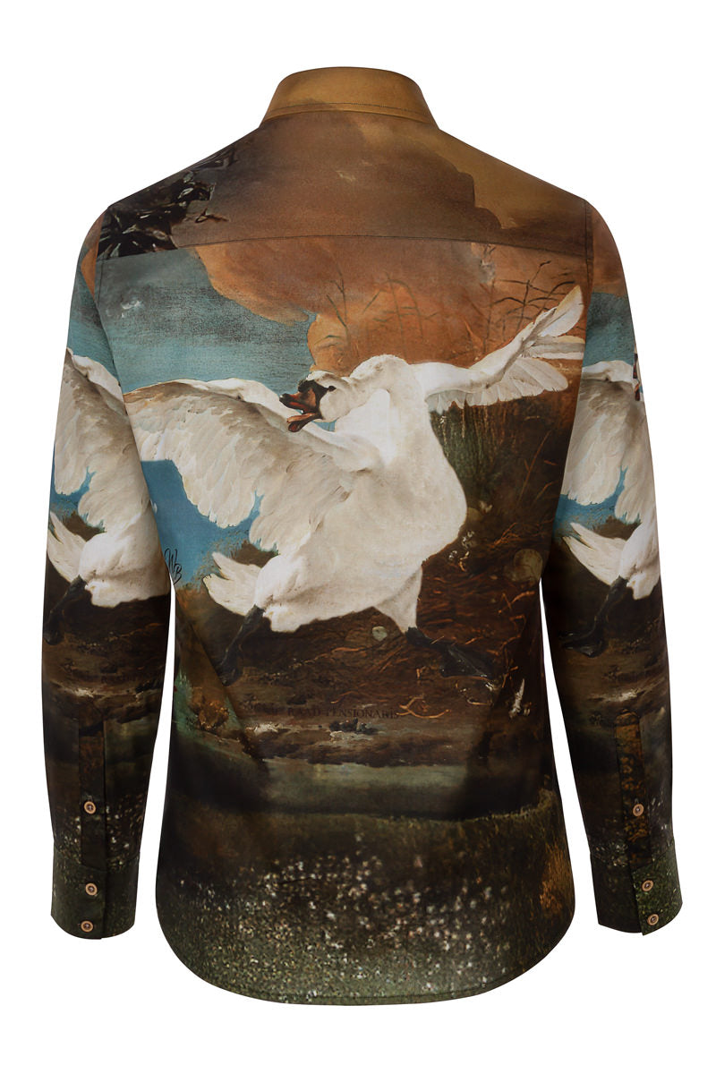 The Threatened Swan Print Long Sleeve Shirt for Women