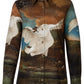 The Threatened Swan Print Long Sleeve Shirt for Women