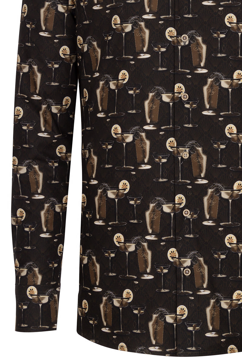 The Gatsby Sip Lange mouwen Print Shirt voor heren (Pre-order ± 3 weken)