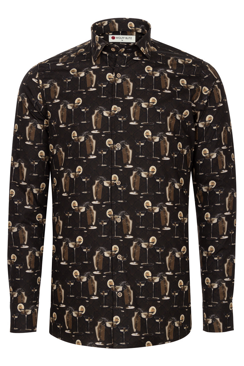 The Gatsby Sip Lange mouwen Print Shirt voor heren (Pre-order ± 3 weken)