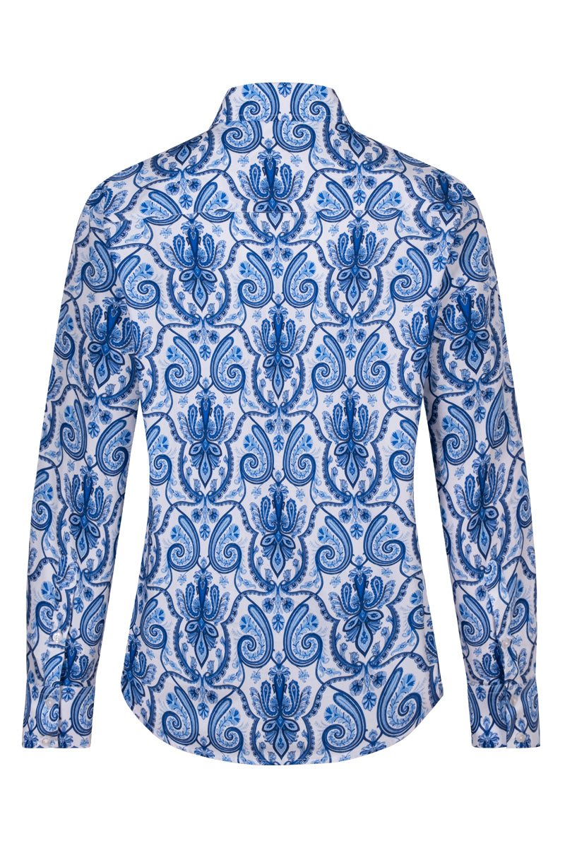 Timeless Delfts Blue Paisley inspired Long Sleeve Shirt for Women