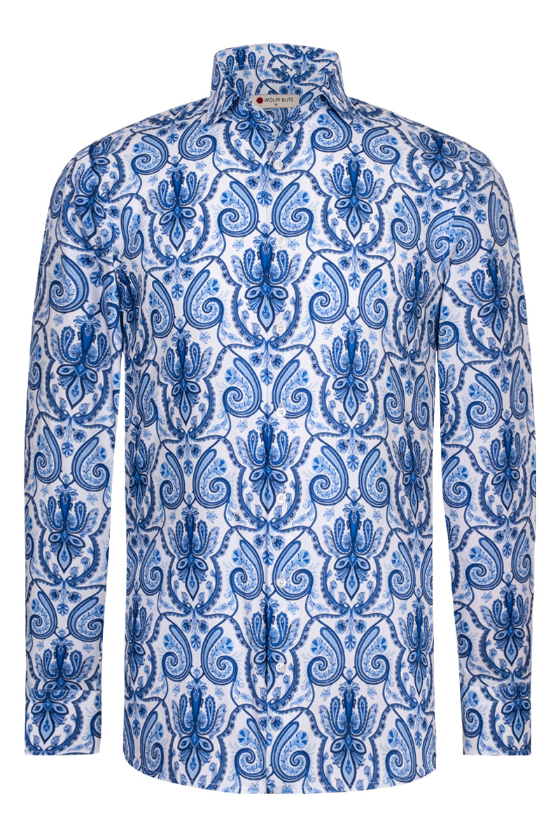 Timeless Delfts Blue Paisley inspired Long Sleeve Men's Shirt