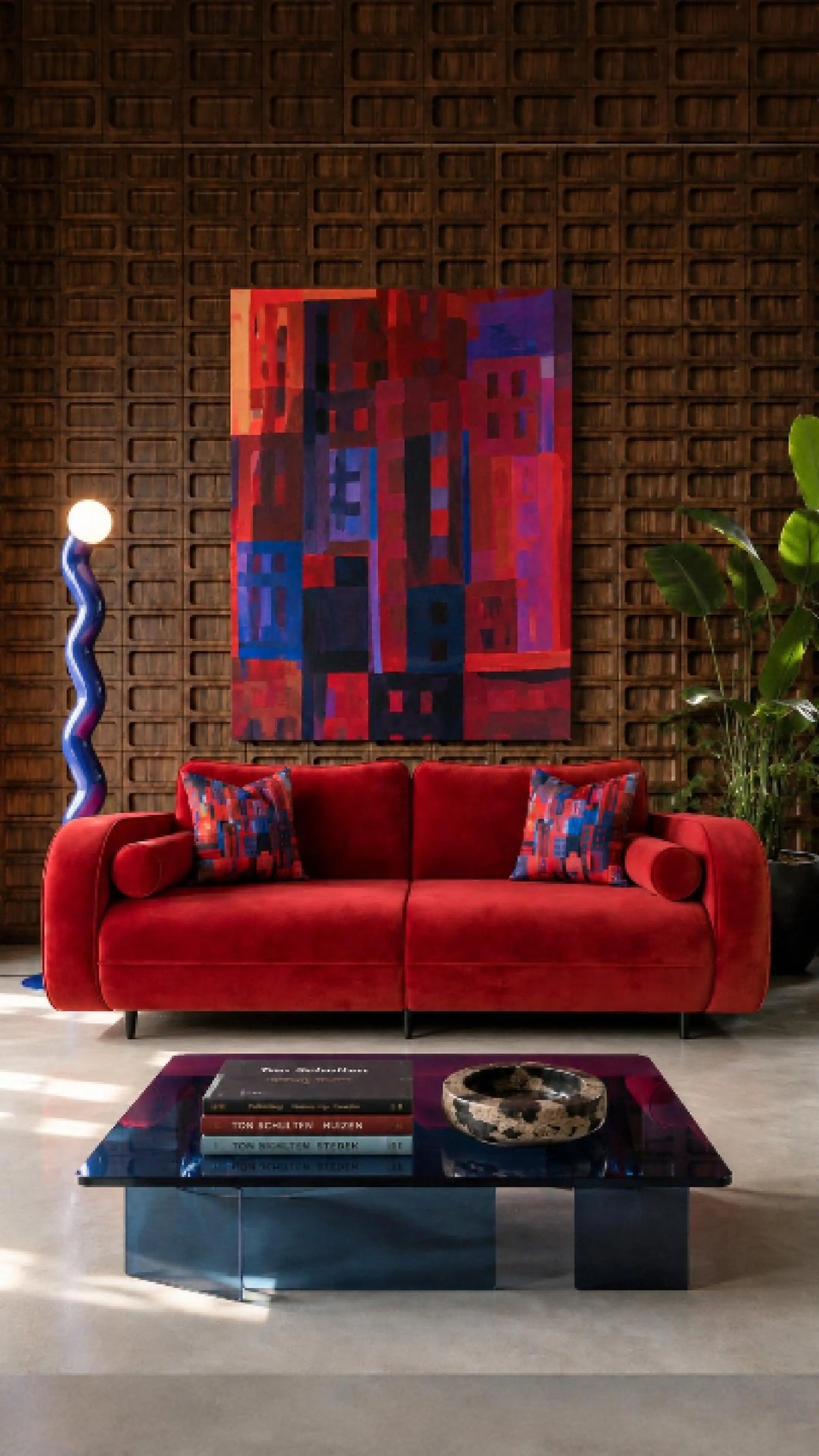 Sofa aus rotem Samt