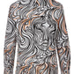 Lines of Expression Print Long Sleeve Shirt for Women