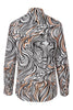 Lines of Expression Print Long Sleeve Shirt for Women