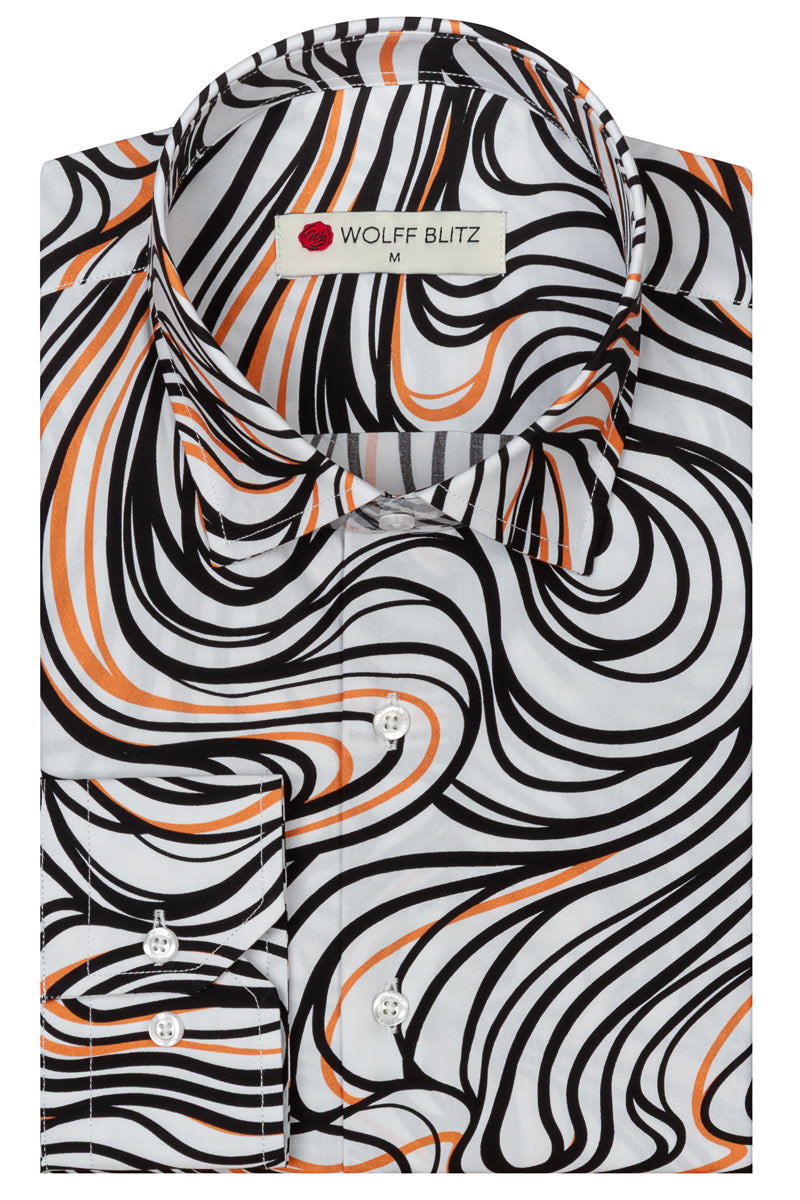 Lines of Expression Print Long Sleeve Shirt for Men