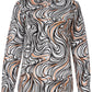 Lines of Expression Print Long Sleeve Shirt for Women