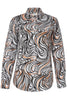 Lines of Expression Print Long Sleeve Shirt for Women