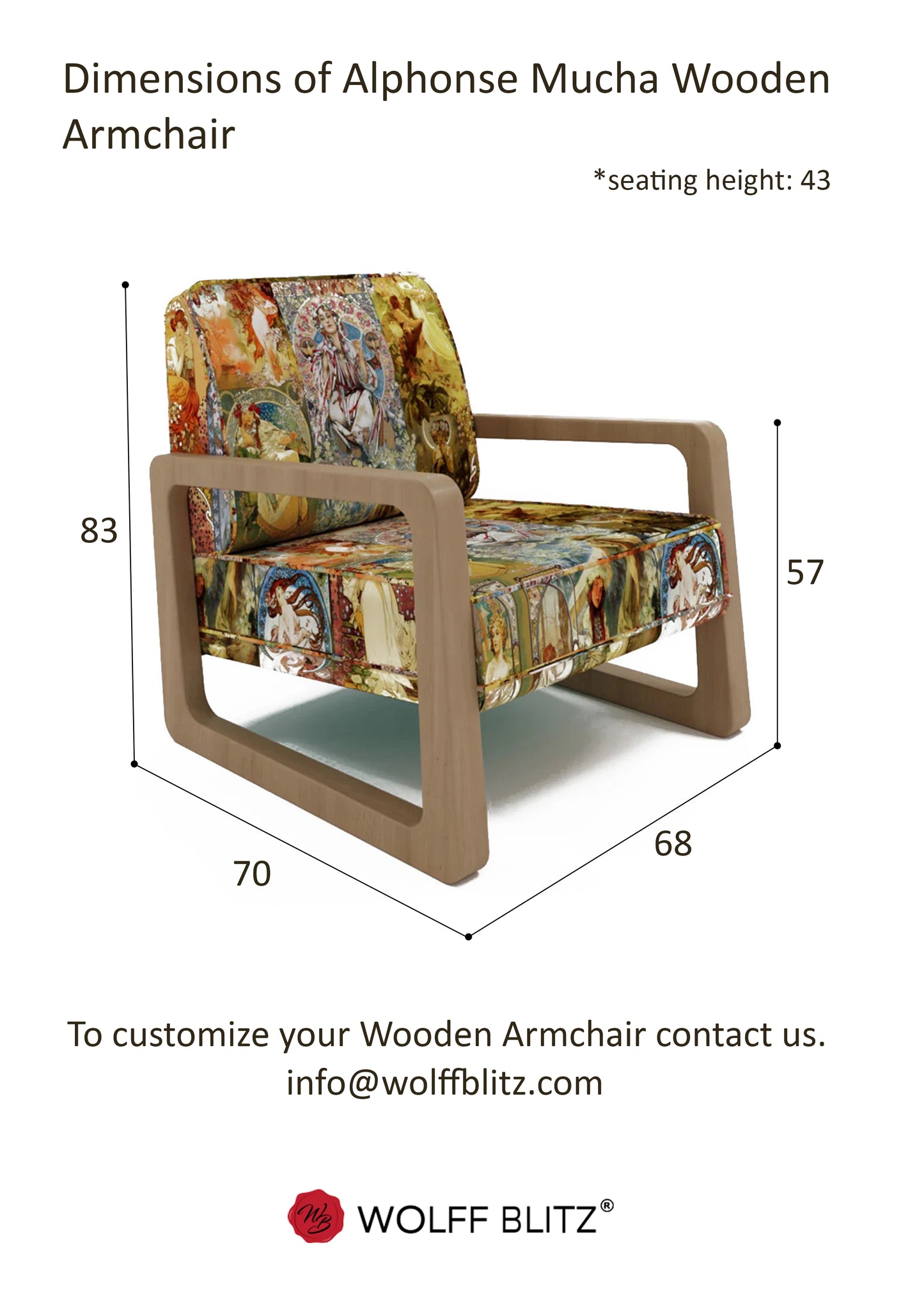 Alphonse Mucha Wooden Armchair