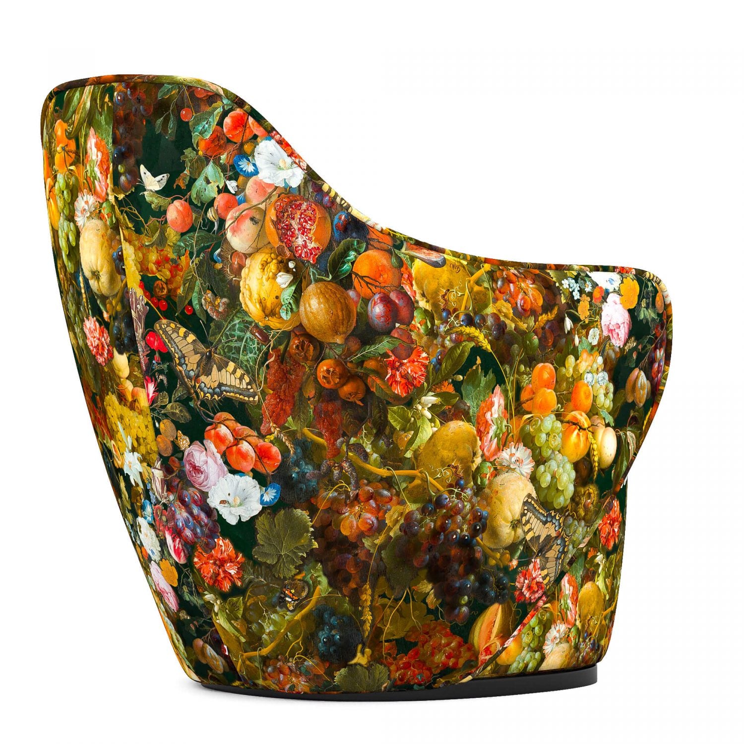 Garland of fruits and flowers hug armchair