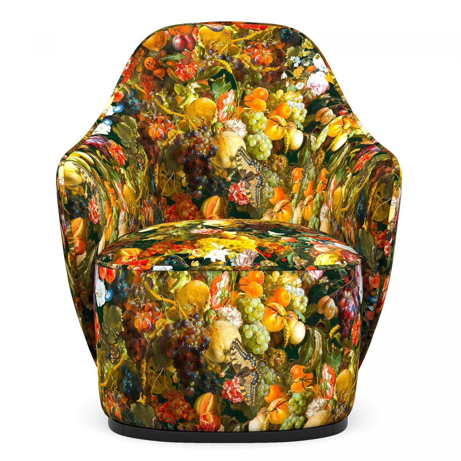 Garland of fruits and flowers hug armchair