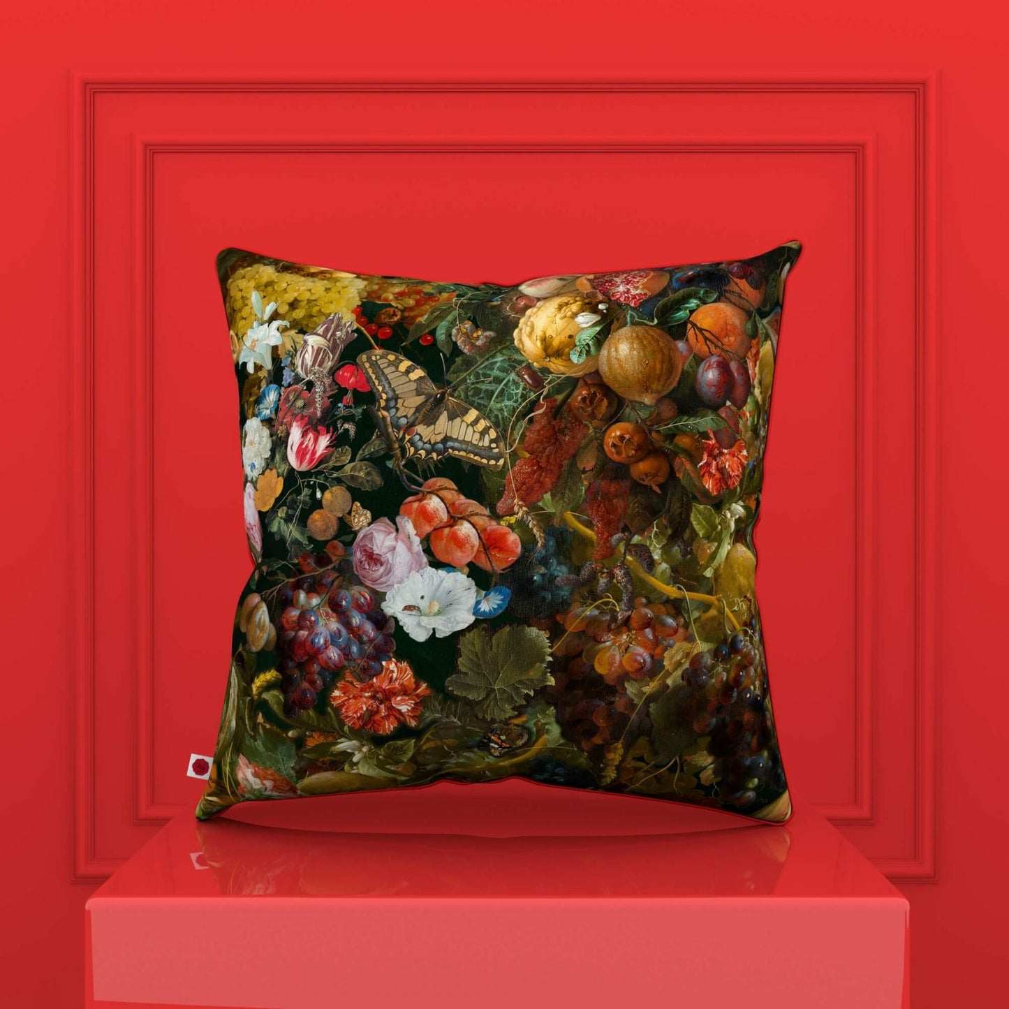 Garland of fruits and flowers pillow