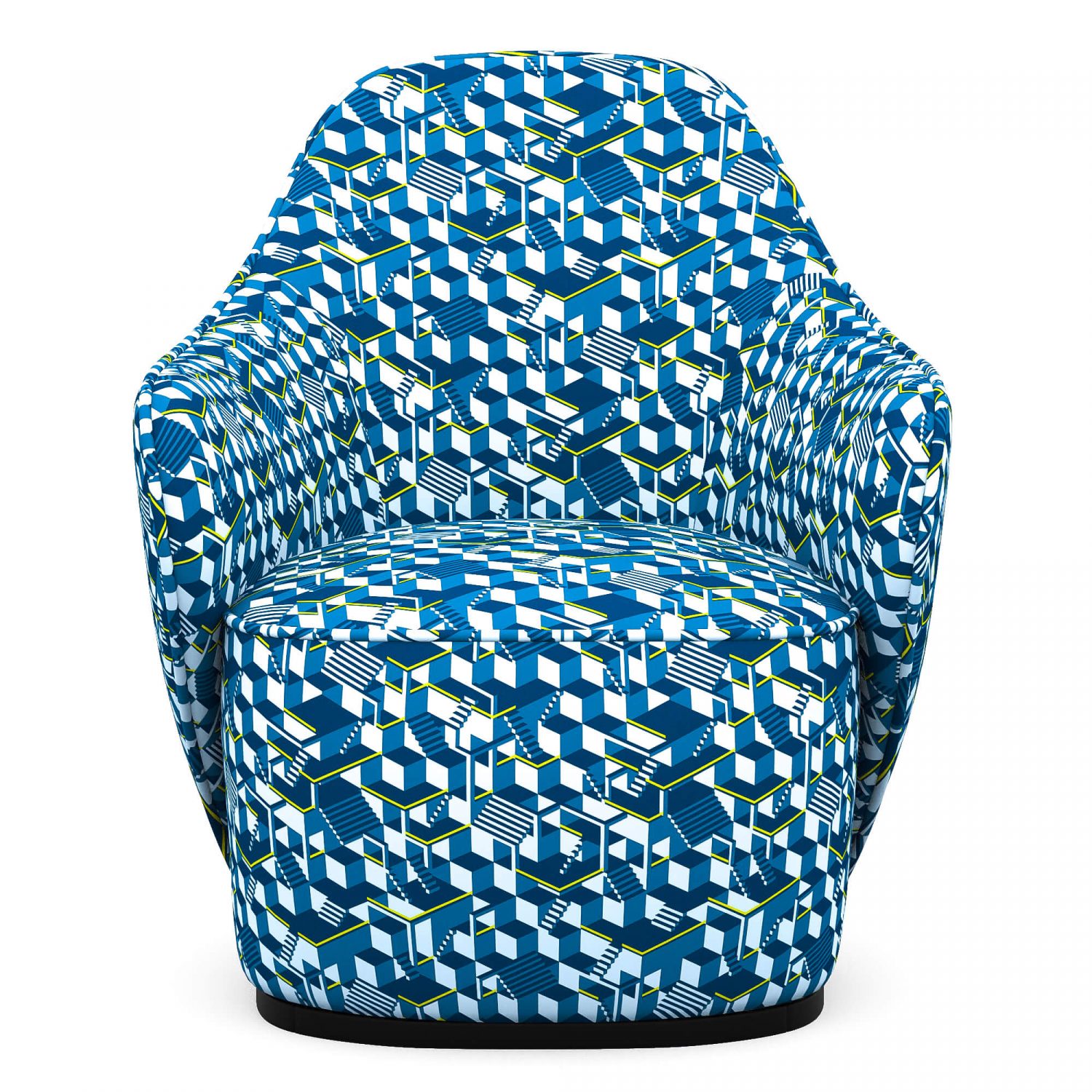 Blue abstract hug armchair