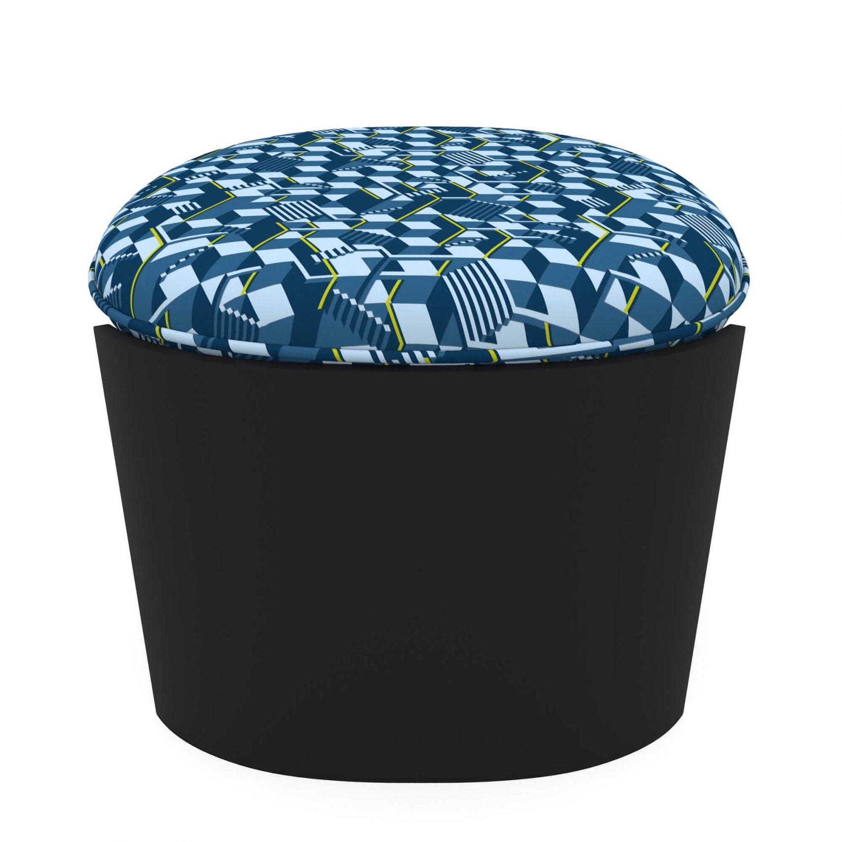 Blue abstract poufs